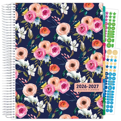 2026-2027 Excello Brands 8.5 x 11 Academic Weekly & Monthly Planner, Paperboard Cover, Navy Floral (NAY27-DTP-84)