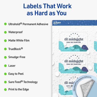 Avery Rectangle Scalloped Laser Multipurpose Labels, 2 x 3, White, 400/Box (19479399398)