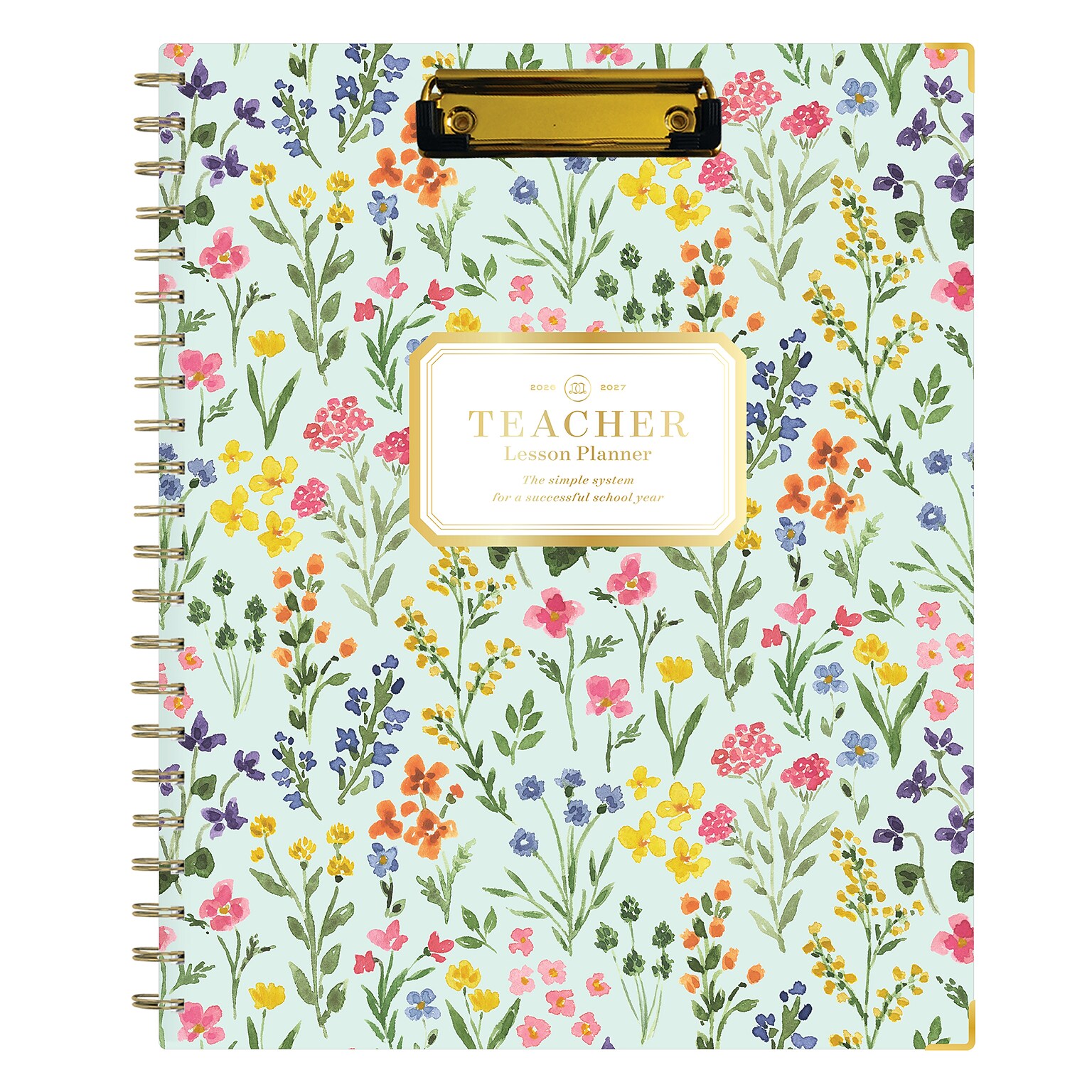 2026-2027 Blue Sky Flower Clip 8 x 11 Academic Year Weekly & Monthly Planner, Plastic Cover (157627)