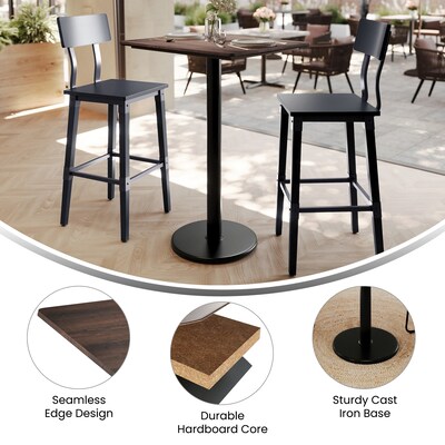 Flash Furniture Acadia Wooden Dining Table, 23.75"D x 29.75"W, Dark Brown/Black Base (ST2430WBRTR18B)