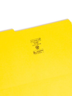 Smead® File Folder, Reinforced 1/3-Cut Tab, Legal Size, Yellow, 100 per Box (17934)