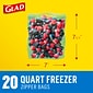 Glad Zipper Freezer Bags, Quart, 20 Bags/Box (57035)