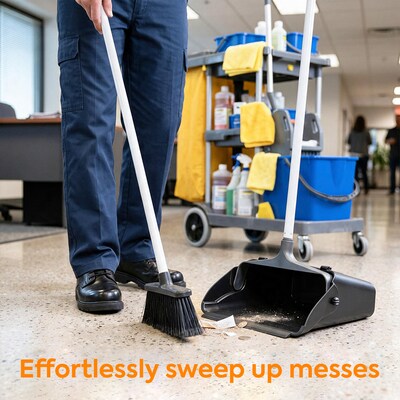 Coastwide Professional Heavy Duty 36.4" Plastic Upright Dustpan, Black