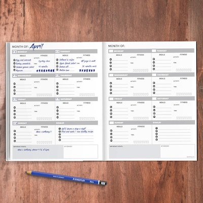 TF Publishing Food & Fitness 9" x 11" Undated Health & Wellness Planner, Paperboard Cover, Multicolored (99-4730)