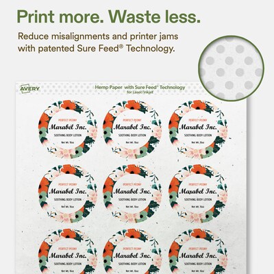 Avery Hemp Round Laser/Inkjet Multipurpose Labels, 2" Dia, Off-White (240/Pack)
