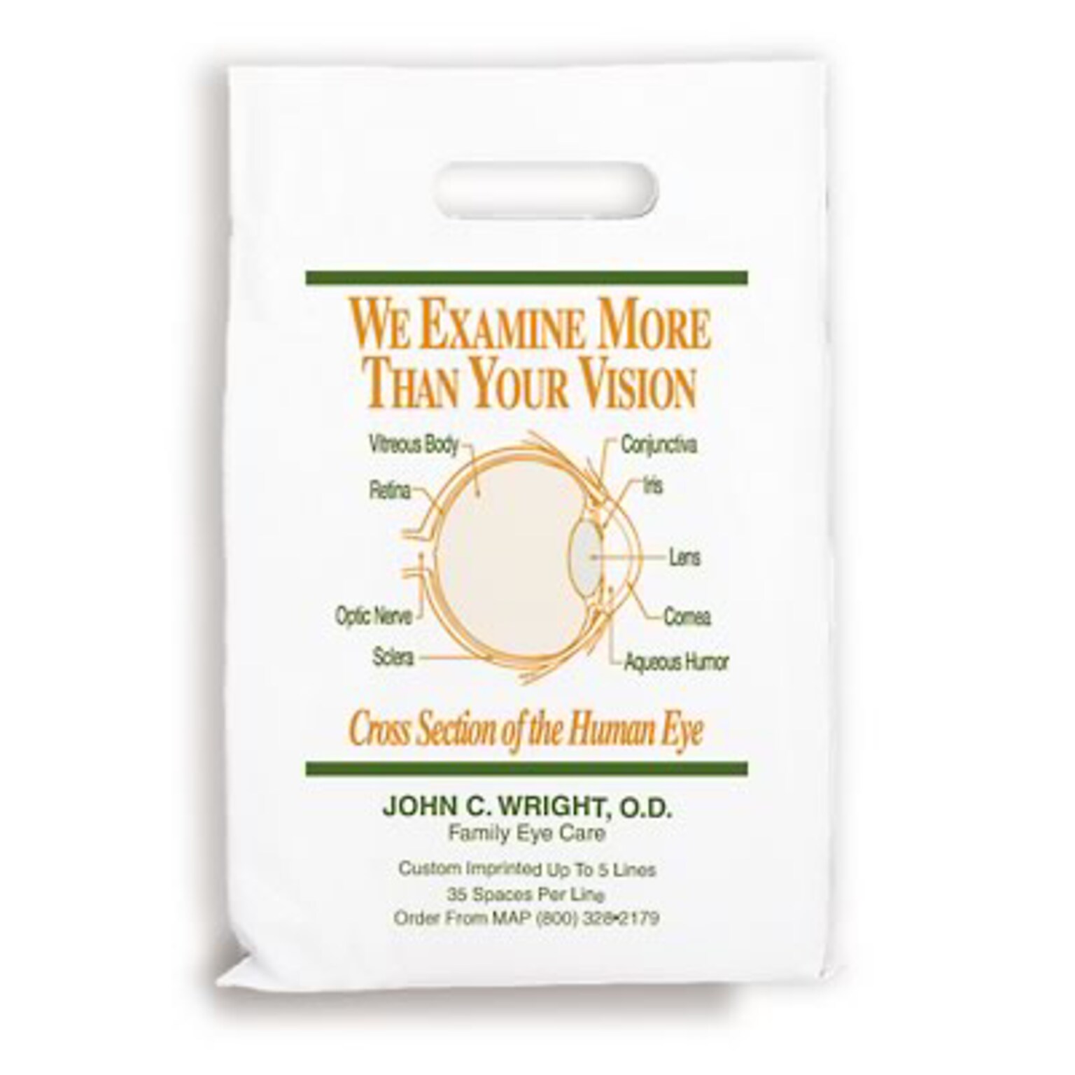 Medical Arts Press® Eye Care Personalized Large 2-Color Supply Bags; 9 x 13, We examine more than..., 100 Bags, (633571)