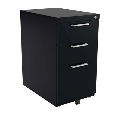Safco Ready Free-Standing 3-Drawer File Cabinet, Letter Size, Lockable, 27.5H x 15W x 22.5D, Black (REYPEDFS22BBFBLCK6S)