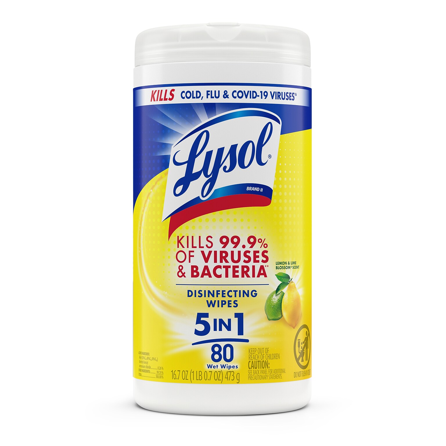 Lysol Disinfecting Wipes, Lemon & Lime Blossom, 80 Wipes/Pack (1920077182)