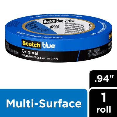 Scotch Blue Painter's Masking Tape, Blue, 3" Core, 1" x 60yds. (2090)