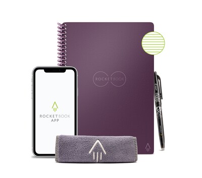 Rocketbook Core Reusable Smart Notebook, 6" x 8.8", Lined Ruled, 36 Pages, Plum (EVR2-E-K-CRR)
