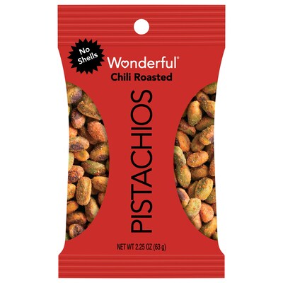 Wonderful No Shells Pistachios, Chili Roasted, 2.25 Oz., 8/Box (CR0146A25M1)