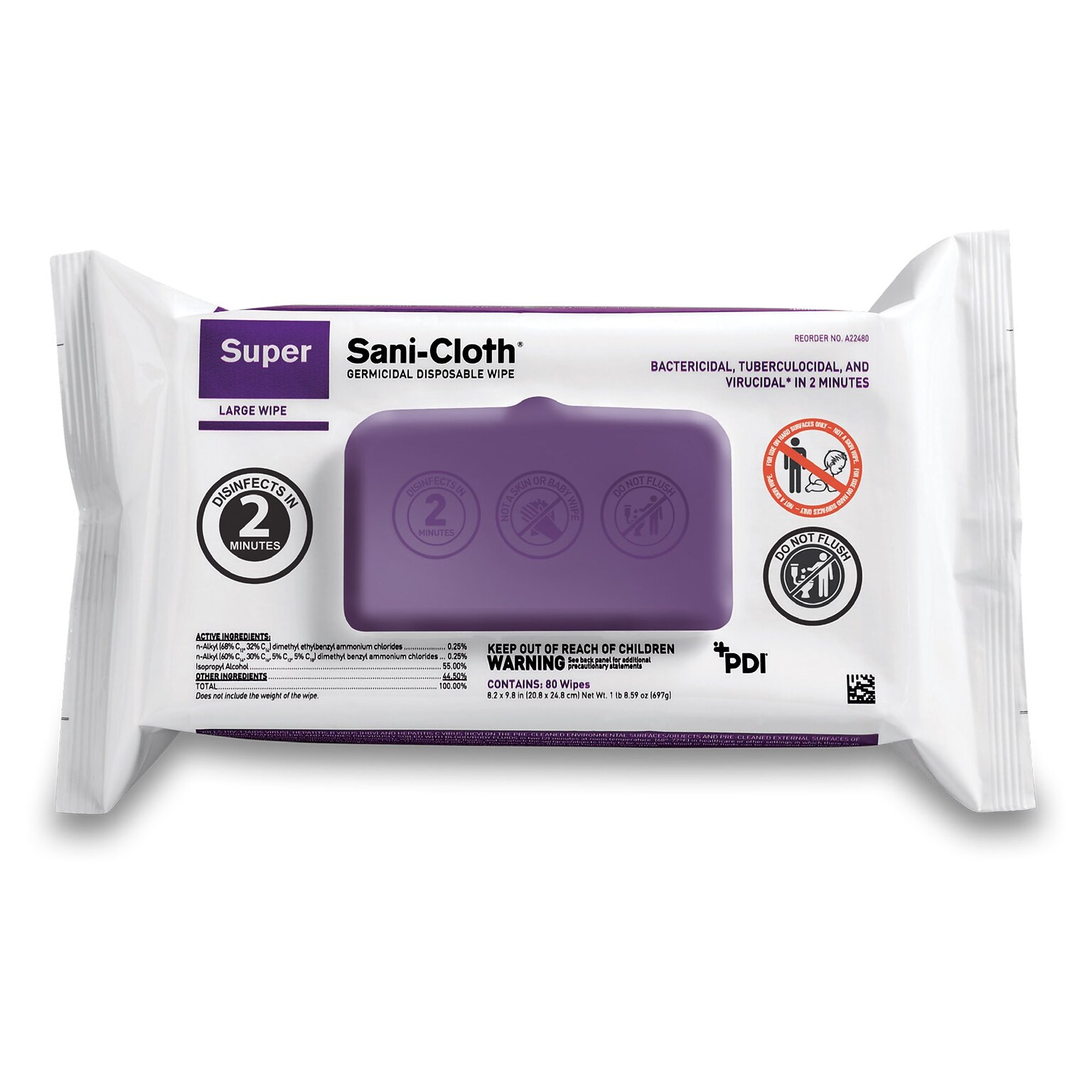 Sani-Cloth Disinfecting Wipes, 80 Wipes/Container (A22480)