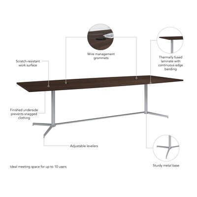 Bush Business Furniture 120W x 48D Boat Shaped Conference Table with Metal Base, Black Walnut (99TBM120BWSVK)