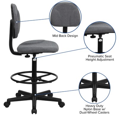 Flash Furniture Fabric Drafting Stool, Gray (BT-659-GRY-GG)