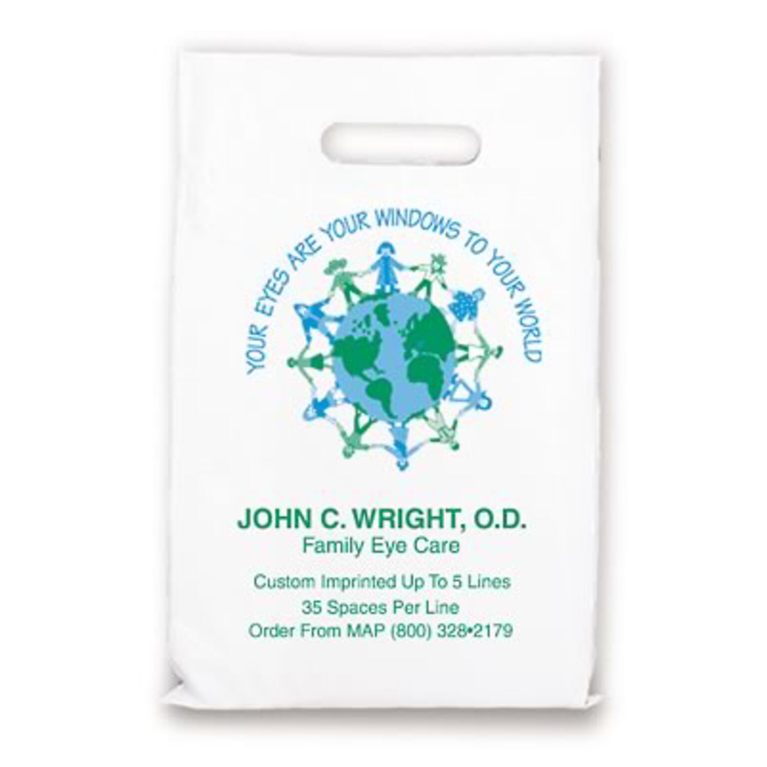 Medical Arts Press® Eye Care Personalized Large 2-Color Supply Bags; 9 x 13, Eyes are Windows/World, 100 Bags, (632871)