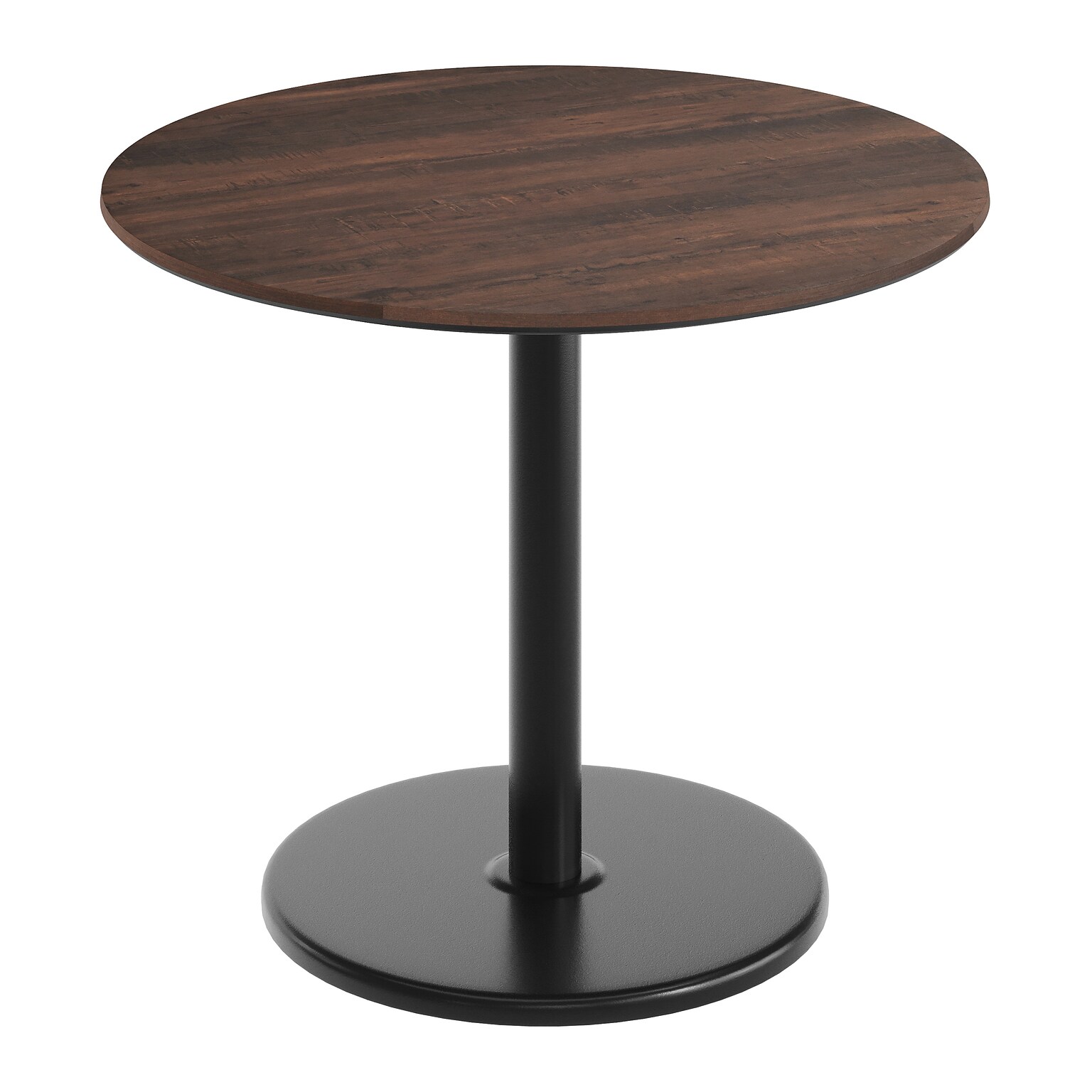 Flash Furniture Acadia 36 Round Wooden Dining Table with Round Base, Dark Brown/Black Base (STRD36WBRTR24)