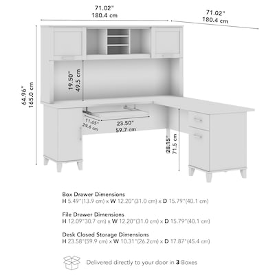 Bush Home Somerset 72" W L Shaped Computer Desk with Hutch, Fresh Walnut (SET001FW)