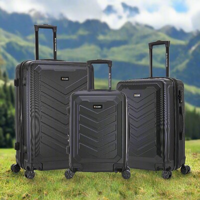 US Army FOX PRO 3-Piece Hardside Spinner Carry-On Luggage Set, TSA Checkpoint Friendly, Black (USLFPROSML-BLK)