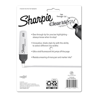 Sharpie Clear View Highlighter, Chisel Tip, Assorted, 8/Pack (1971843)