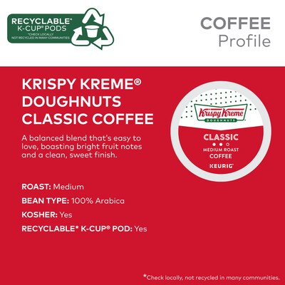 Krispy Kreme Classic Coffee Keurig® K-Cup® Pods, Medium Roast, 48/Box (373163)