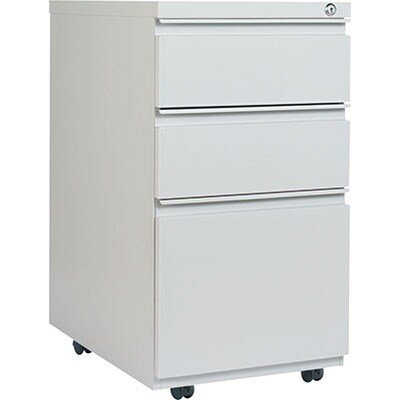 Alera™ Mobile File Pedestals with Full-Length Pulls; 3-Drawer, 23D, Light Grey