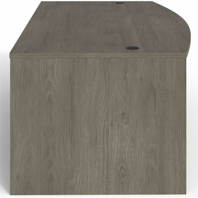 Lorell Prominence 2.0 72" W Bowfront Double-Pedestal Desk, Gray Elm Surface (LLRPD4272DPGE)