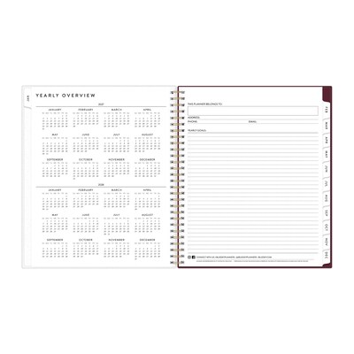 2027 Blue Sky Bespoke Letterpress Waterdrops Mulberry 8" x 10" Calendar Year Monthly Planner, Plastic Cover (161812)