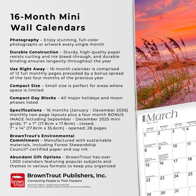 2026 BrownTrout America 7" x 7" Monthly Wall Calendar (9798330702060)