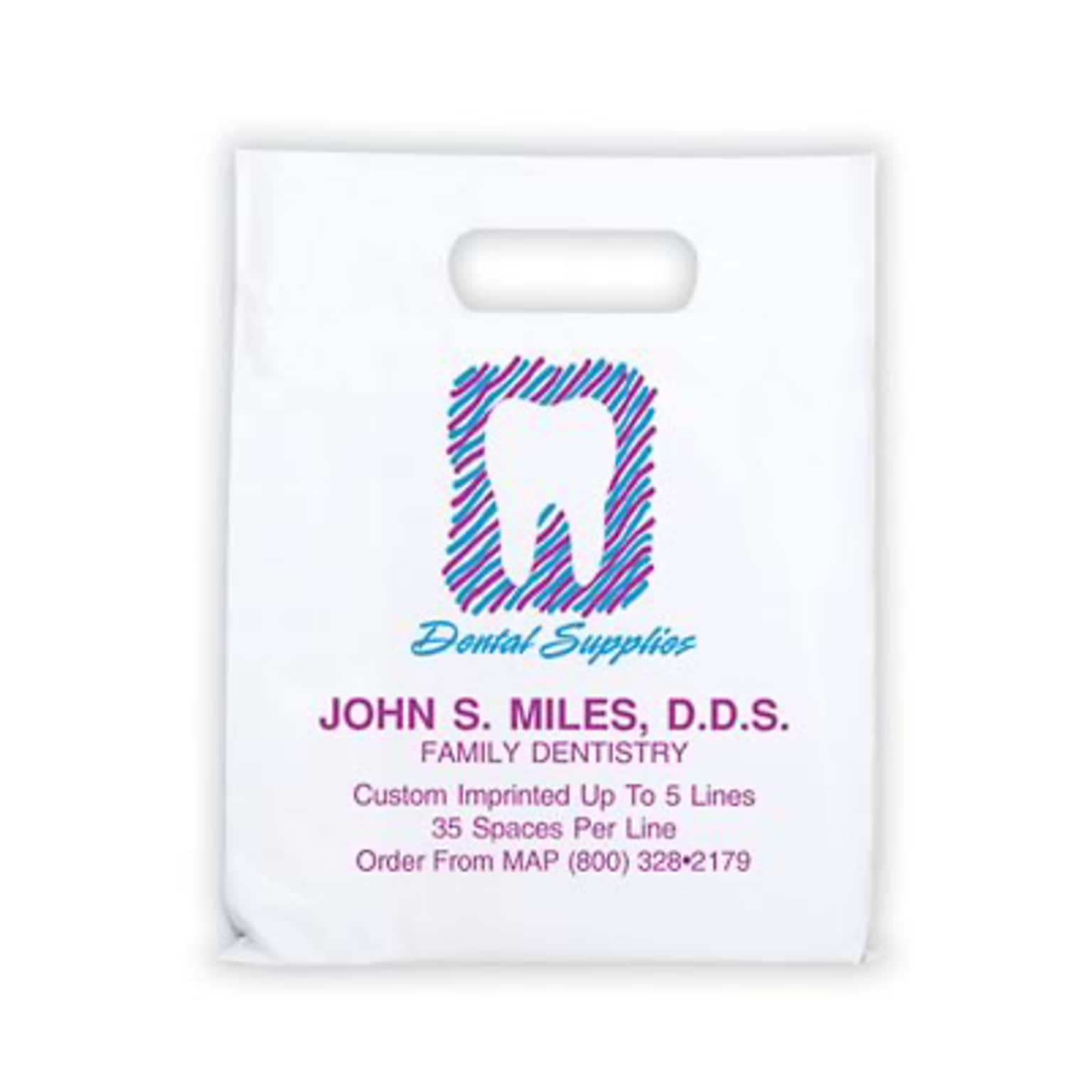 Medical Arts Press® Dental Personalized Small 2-Color Supply Bags; 7-1/2 x 9, Dental Supplies Large Tooth, 100 Bags, (63284)