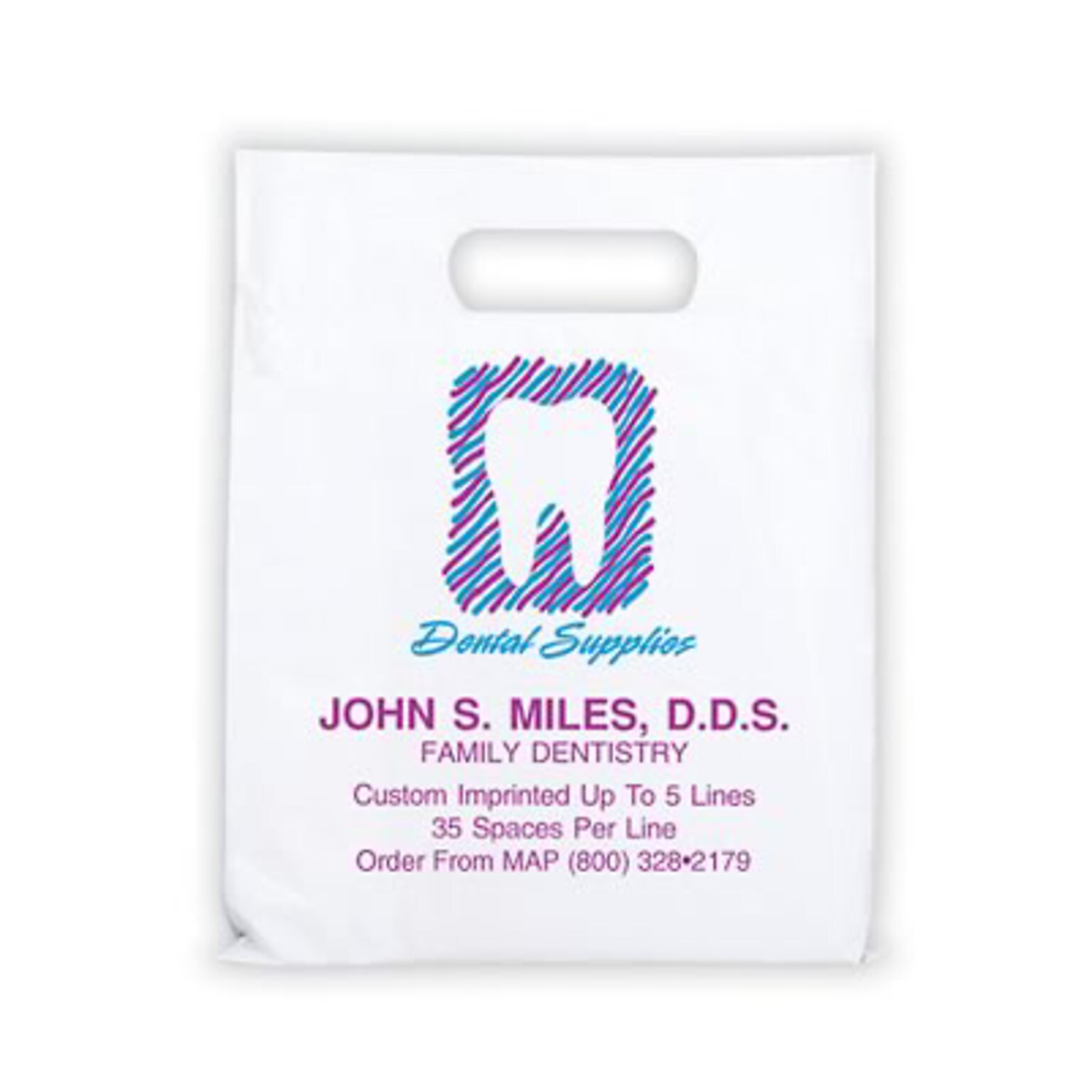 Medical Arts Press® Dental Personalized Small 2-Color Supply Bags; 7-1/2 x 9, Dental Supplies Large Tooth, 100 Bags, (63284)