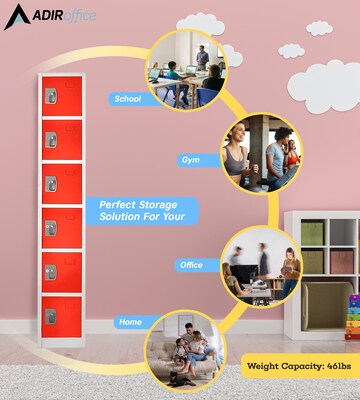 AdirOffice 72" 6-Tier Red Storage Locker (629-206-RED)