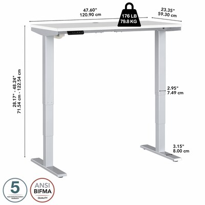 Bush Business Furniture Move 40 Series 48"W Electric Height Adjustable Standing Desk, White/Cool Gray Metallic (M4S4824WHSK)