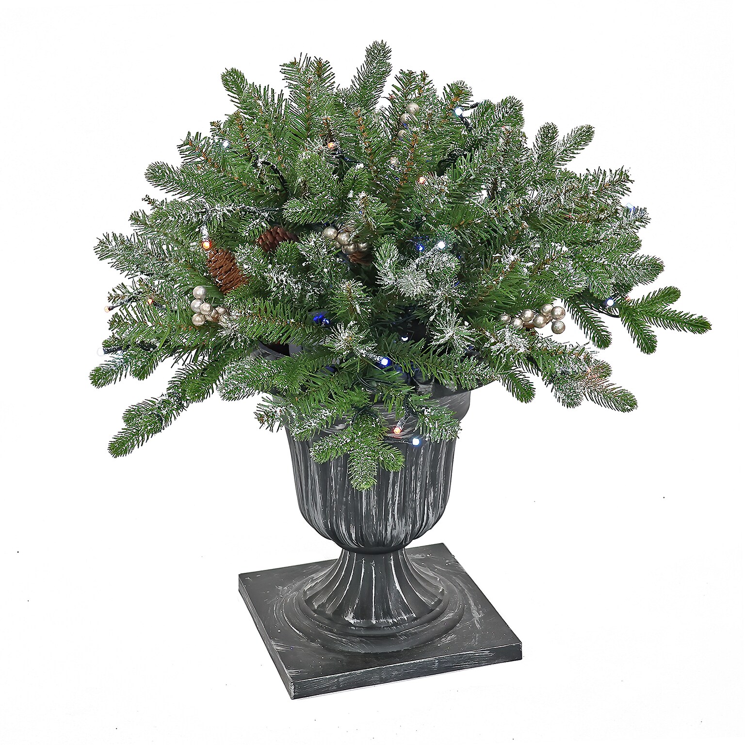 National Tree Company 24 Snowy Morgan Spruce Porch Bush with Twinkly LED Lights (PEMG3-300T-24PS)