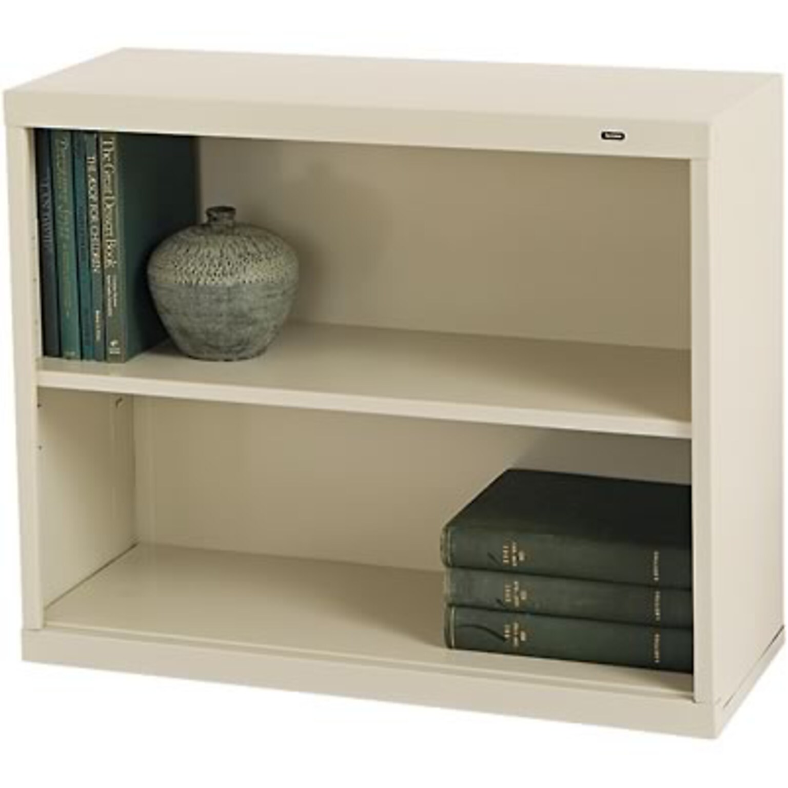 Tennsco 28 2-Shelf Bookcase with Adjustable Shelf, Putty, Metal (110041)
