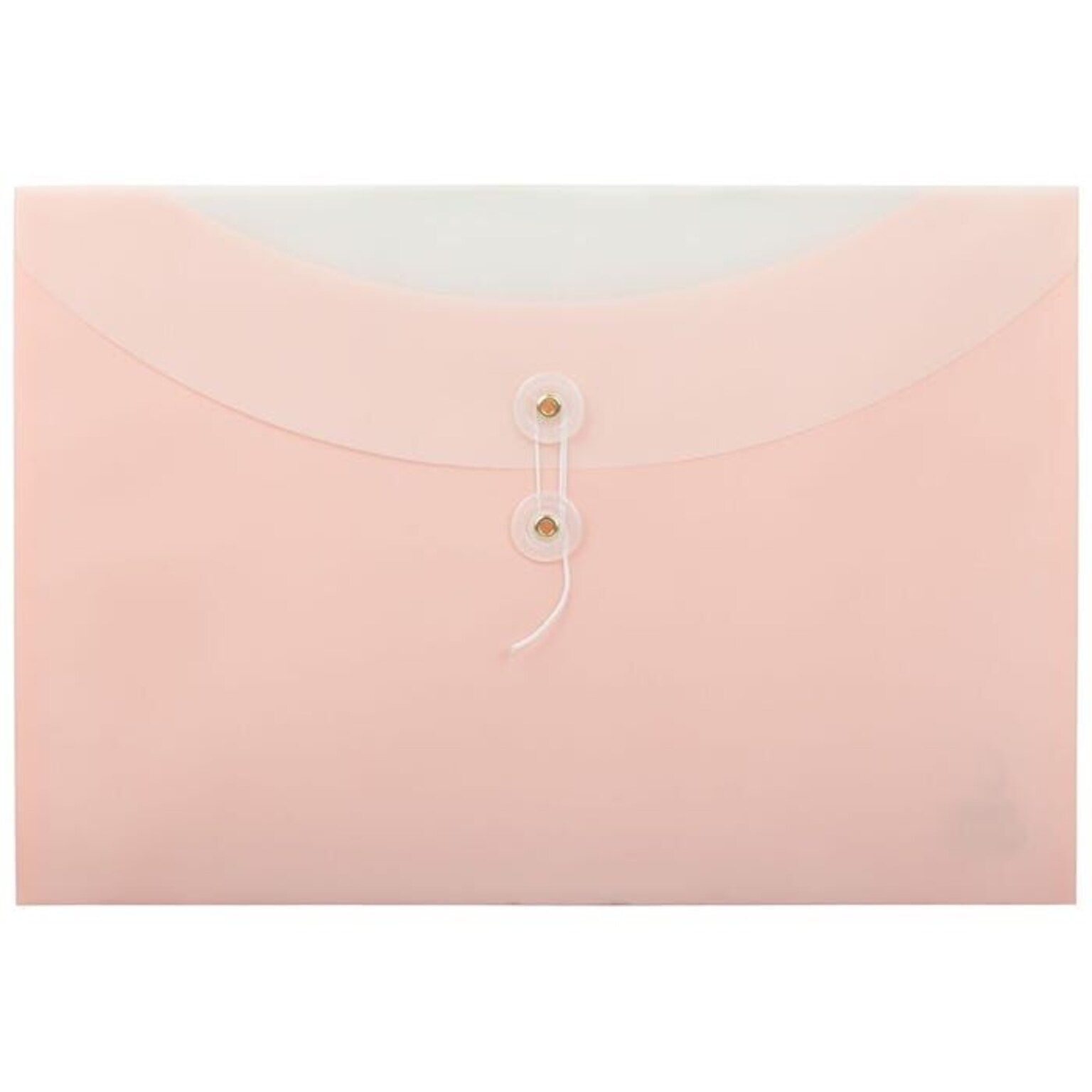 JAM PAPER Plastic Envelopes with Button & String Tie Closure, Letter Booklet, 9 1/8 x 13, Two-Tone Light Pink, 12/Pack (1271581)