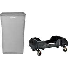 Alpine Industries Polypropylene Commercial Indoor Trash Can with Dolly, 23-Gallon, Gray (ALP477-GRY-