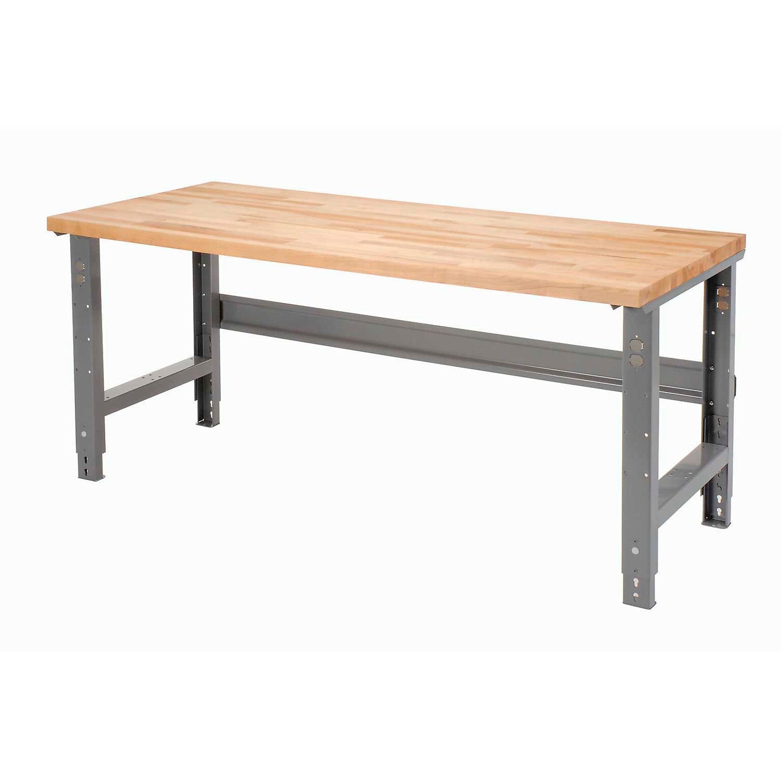 Global Industrial 72 x 30 Birch Butcher Block Adjustable Workbench, Gray (318913GY)