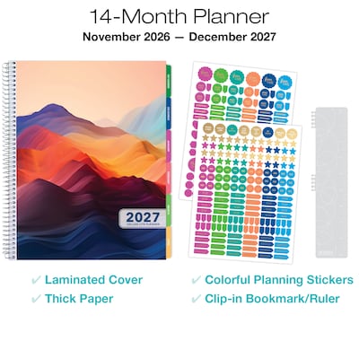 2027 Excello Brands Mountain Majesty 8.5 x 11 Weekly & Monthly Planner, Paperboard Cover (NRY27-DL-74)