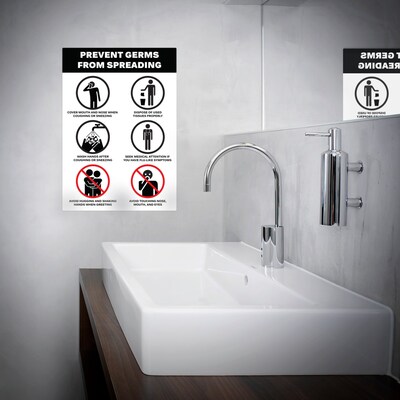 Avery Surface Safe Prevent Germs from Spreading Preprinted Wall Decals, 7 x 10, White/Black, 5/P