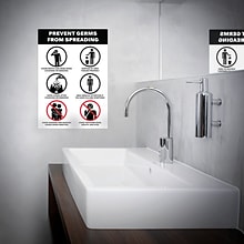 Avery Surface Safe Prevent Germs from Spreading Preprinted Wall Decals, 7 x 10, White/Black, 5/P