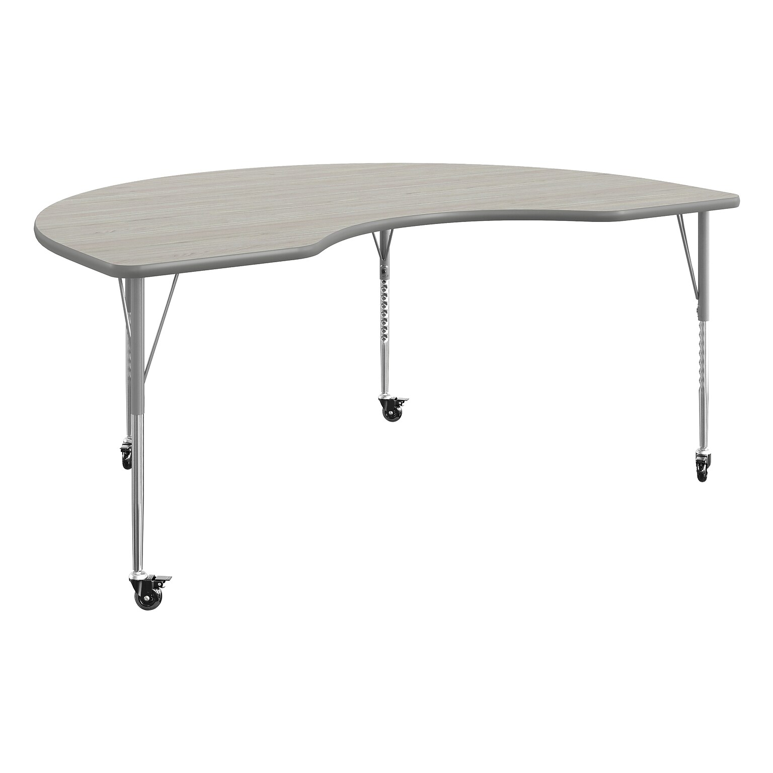 Flash Furniture Wren Kidney Activity Table, 72 x 48, Height Adjustable, Light Gray Top/Silver Frame (XUA4872KDLGTAC)