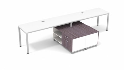 Boss Office Products Simple System 66W Desk with Storage Cabinet, White, 2/Set (SGSD007-102-WT)