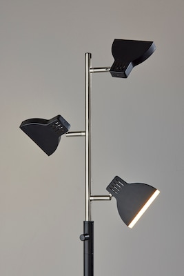 Simplee Adesso 65"H Slender LED Tree Lamp, Black & Brushed Steel (SL3975-01)