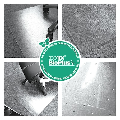 Floortex Ecotex BioPlus Carpet Chair Mat, 45" x 53", Clear Bio Based Polycarbonate (NRCMFLBG0003)