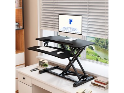 FlexiSpot M7 Series 32"W Manual Rectangular Adjustable Standing Desk Converter, Black (M7-E-32B)