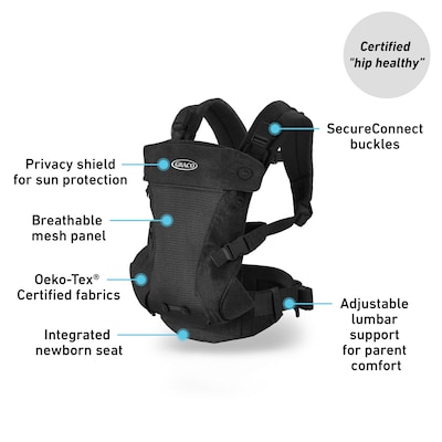 Graco Cradle Me Lite 3-in-1 Carrier, Charcoal Grey (2145561)