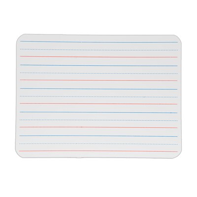 Flipside Products Double Sided Melamine Dry Erase Board, Plain/Red & Blue Ruled, 9 x 12, 4/Pack (FLP100344)