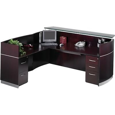 Safco® Napoli Collection In Mahogany; Reception Station with Return
