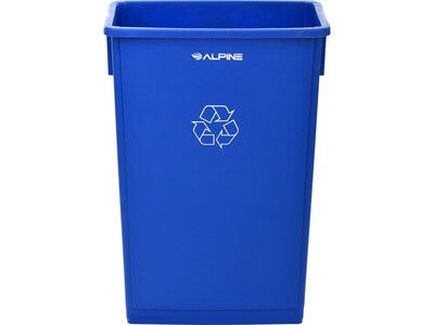Alpine Industries Polypropylene Recycling Bin with Dolly, 23 Gallon, Assorted Colors, 3/Pack (ALP477-BGL-PKD)