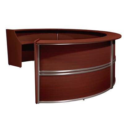 Regency Marque 142"W Curved Reception Desk Workstation, Mahogany (77294MH)